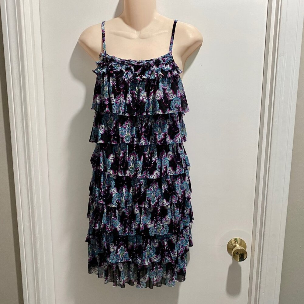(10) - Express Y2K Party Tiered Ruffles Romantic Boho Mesh Mini Slip Dress M